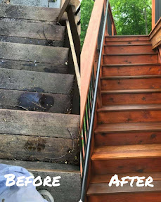 Before and after stair staining