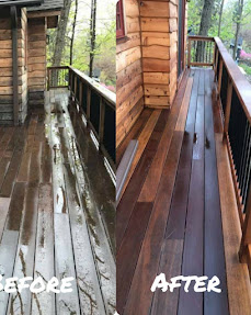 Before and after deck refinishing